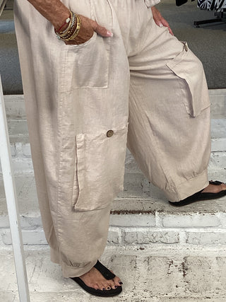 LINEN 4 POCKET PANT - BEIGE