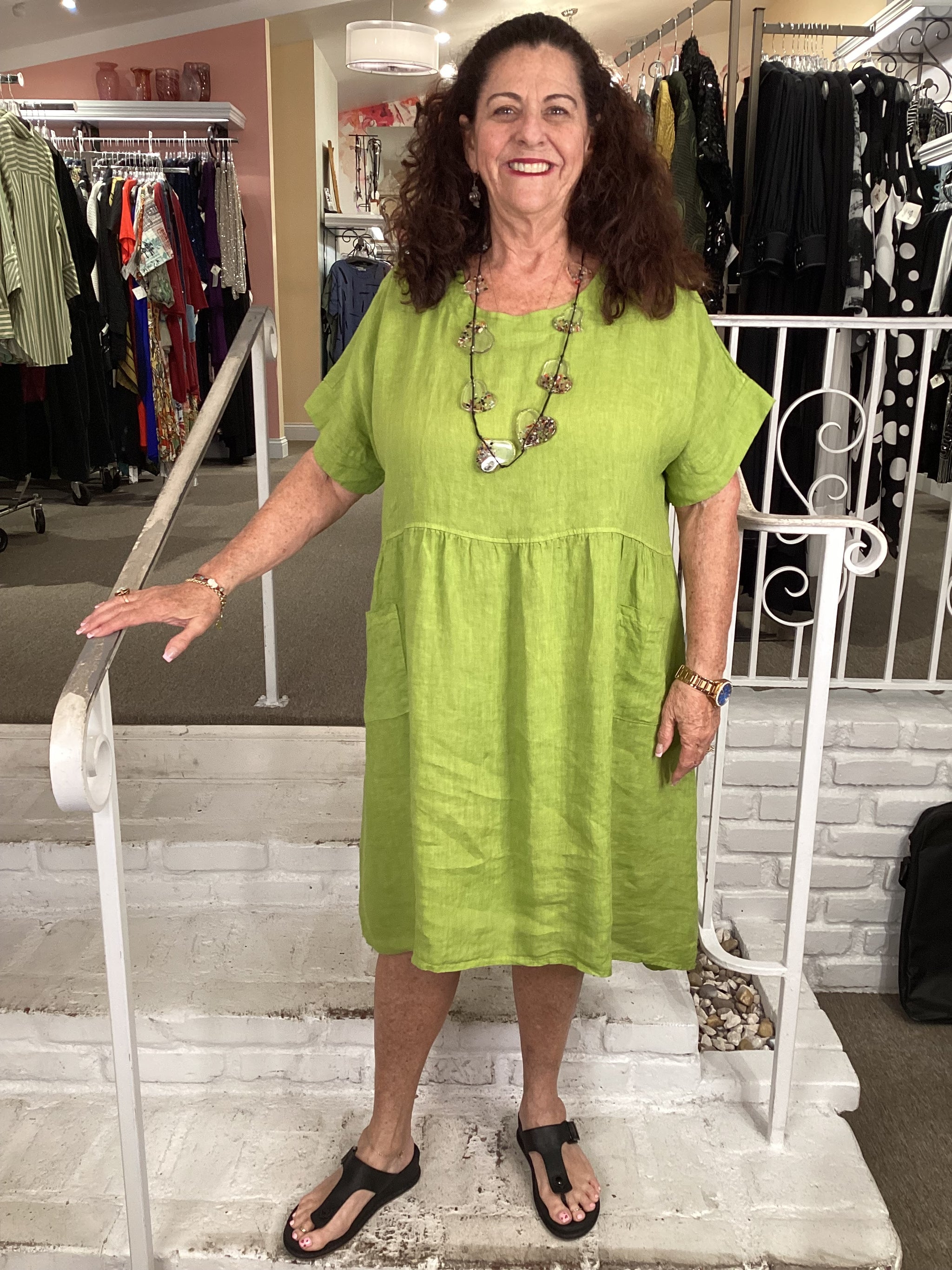 button back linen dress BUTTON BACK DRESS