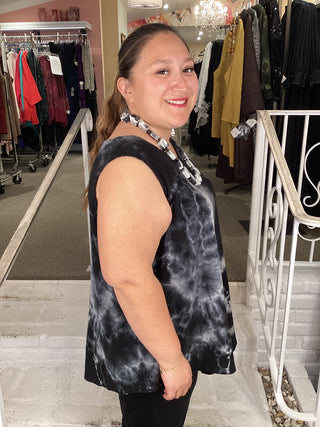 ALLIE ASYM TANK - MARBLE BLACK
