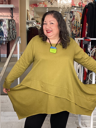 Asymmetric Pullover - Olive
