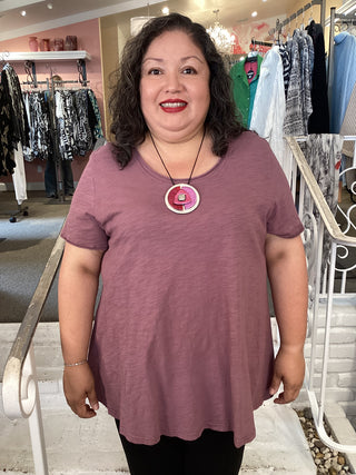 S/S TEE TOP - GREYLILAC