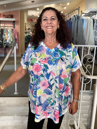 V NECK CAP TOP - CAMELIA