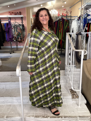 GREEN PLAID PODRAY DRESS