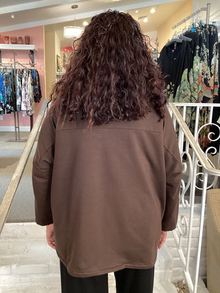 MESH COLLAR JACKET - BROWN
