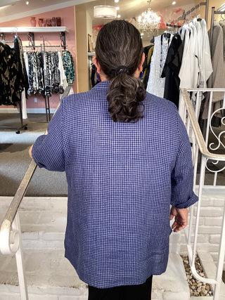 LINEN POCKET MINI CHECK SHIRT