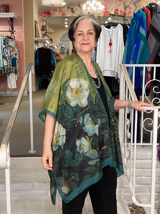 Silk Long Kimono - Wild Rose