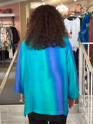 KC8 Kimono Georgette Jacket - Turquoise/Periwinkle