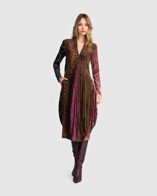 AD902R Cocoon Mix Velvet Dress in Regal by Alembika