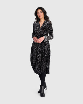 AD910L Cocoon Cut Velvet Dress in Leopard by Alembika