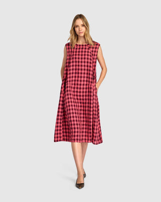SD171C CHECK TANK DRESS-CERISE
