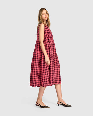 SD171C CHECK TANK DRESS-CERISE