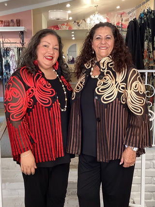 SOUTACHE / VELOUR JACKET - RED