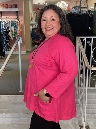 PATCH POCKET TUNIC - FUCHSIA