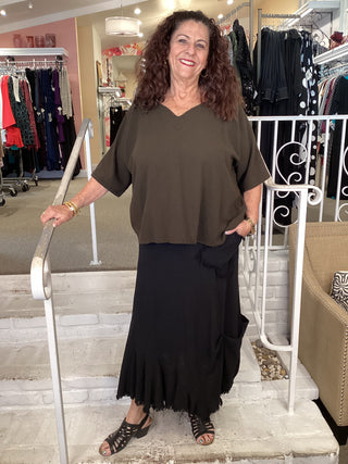 FRINGE SKIRT - BLACK