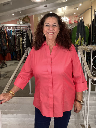 BLOUSE - ROSE RED 3/4 SLV