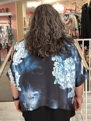 Silk Overlay Top - Blue Hydrangea