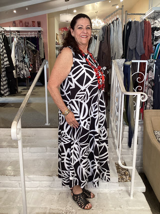 RD273M A-Line Midi Dress - Mono