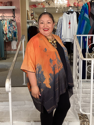 Silk Long Kimono - Sienna Skies