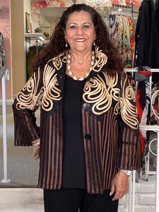 SOUTACHE / VELOUR JKT - BROWN