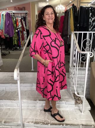GEO TUNIC DRESS - FUSCHIA