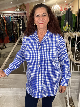BLOUSE - CORNFLOWER CHECK