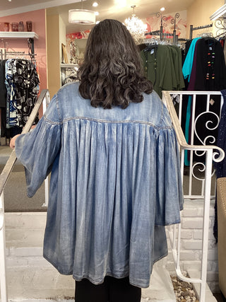 PLEATED TUNIC - DENIM