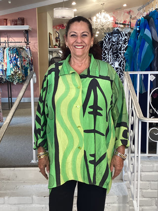 ISSEY SILK SHIRT - LIME WHY NOT
