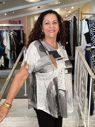 V NECK CAP SLEEVE - TANGO