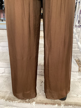 SATIN PANT - BROWN