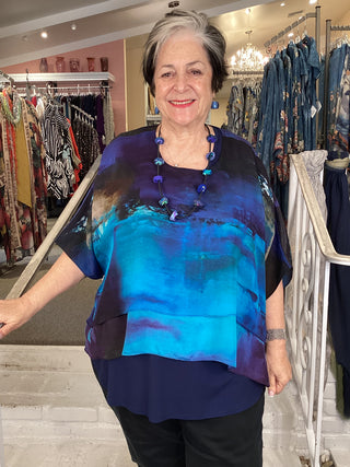Silk Overlay Top - Midnight