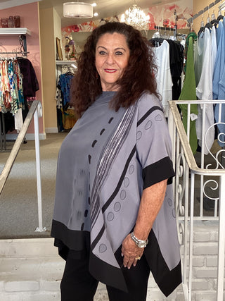 KC9 Elia Crepe Tunic - Black/White/Gray Arial