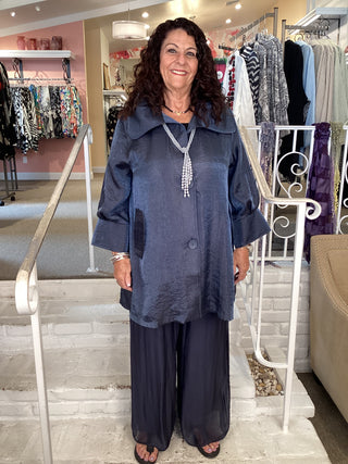 SATIN PANT - NAVY