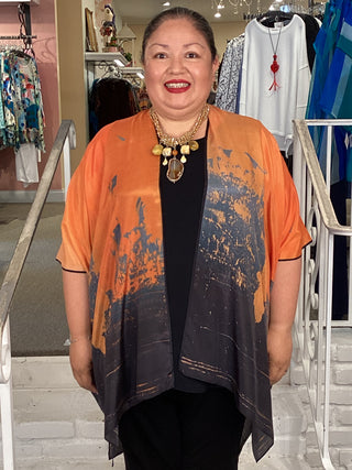Silk Long Kimono - Sienna Skies