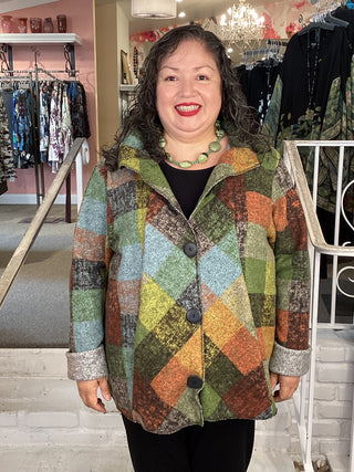 BUTTON PLAID JACKET