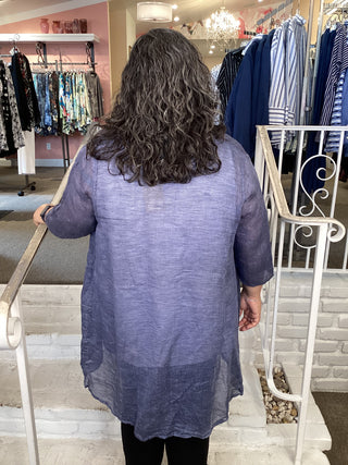 THREAD GAUZE DUSTER - BLUE