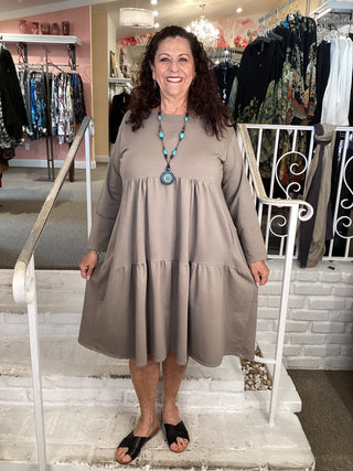 BABY DOLL DRESS - STONE/GREY