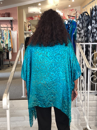 CUT SATIN TUNIC - TURQUOIS