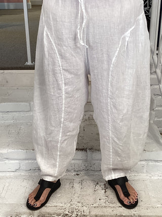 LINEN BAG PANT - WHITE