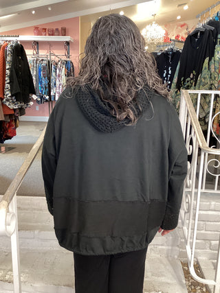 MESH HOOD/CUFF TUNIC - BLACK