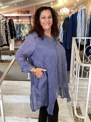 THREAD GAUZE TUNIC - BLUE