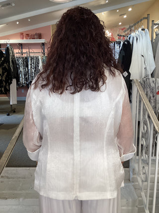 RUFFLE NECK BLOUSE - IVORY/WHT