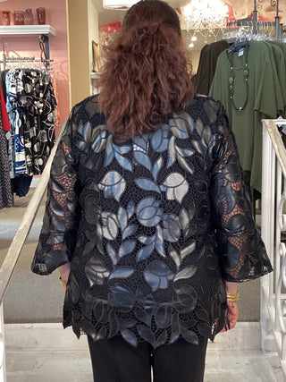 FLORAL PLEATHER LACE - BLACK