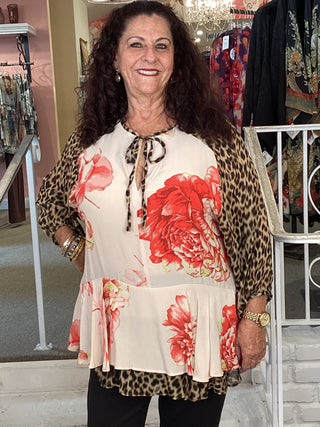 ET337F TIED FLORALL TUNIC