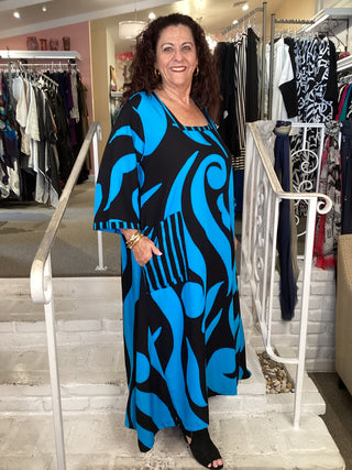 3/4 MARIA DRESS - LAVA BLUE