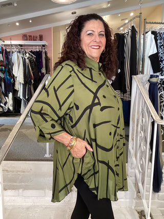 3/4 LUCY BLOUSE - ARIAL OLIVE