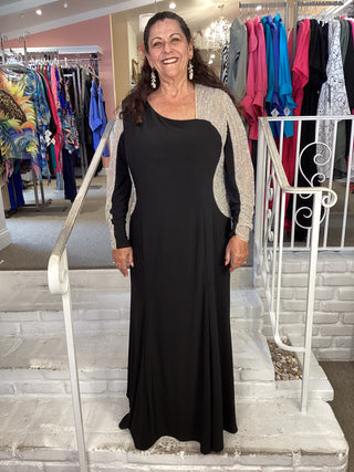"ANJA" ASYM GOWN - BLACK-NUDE