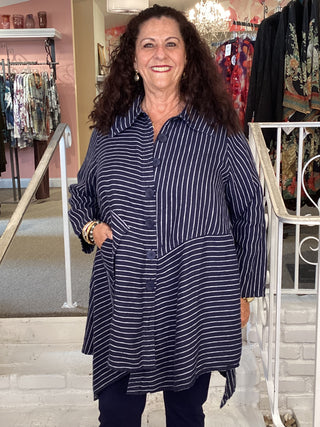 BUTTON DOWN TUNIC - NAVY
