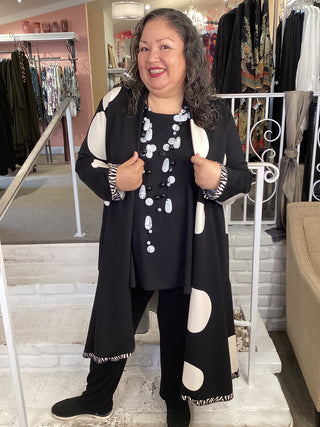 TUVA LONG CARDI - B/W DOT