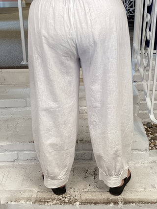LINEN 4 POCKET PANT - WHITE