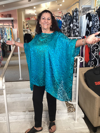 CUT SATIN TUNIC - TURQUOIS